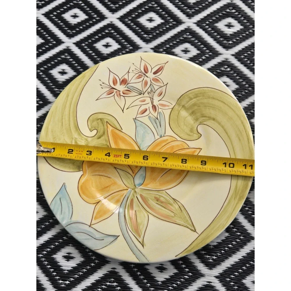 Pier 1 Charger Plate Siena Floral Italy‎ Hand Painted Earthenware Large
